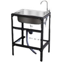厨房加厚不锈钢水槽洗菜盆带支架子单槽水池水盆洗碗池洗手盆