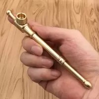纯铜两用烟斗过滤 便携黄铜双用卷烟旱烟杆 金属烟杆直式老人杆