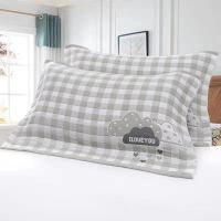 枕巾含棉纱布加厚成人怀旧风格子不起球不缩水75*50厘米清仓