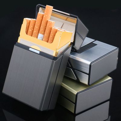 正品创意超薄铝合金烟盒塑料翻盖男士盒子20支装便携个性刻字