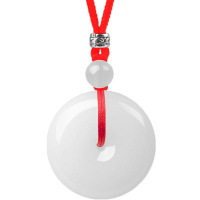 白玉平安扣项链玉坠玉佩情人节男女生日礼物吊坠饰品金丝玉