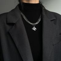 新款W字母吊坠毛衣链项链女潮ins嘻哈卫衣链子装饰配饰男