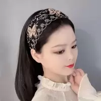 宽边带齿发箍韩版蝴蝶结遮白发神器网红蕾丝发带压发卡发夹头箍女