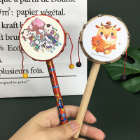 宝宝拨浪鼓婴儿老式传统中国风木质羊皮货郎鼓波浪鼓手摇摇鼓