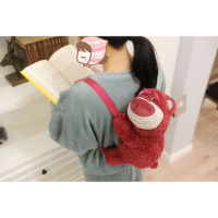 莓熊双肩包背包卡通毛绒儿童背包新年书包 草莓熊双肩包 坐高30厘米(容量不大)