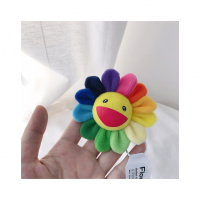 抖音红明星村上隆凸脸太阳花挂件胸针别针情侣可爱日系ins 凸脸太阳花1朵后面别针缝死