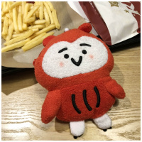 ins日本毛绒红猫头鹰布娃娃公仔卡包挂件动物少女心零钱包钥匙扣 红色猫头鹰挂件