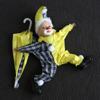 外贸库存美式复古陶瓷树脂小丑娃娃手绘古董娃娃装饰公仔摆件老货