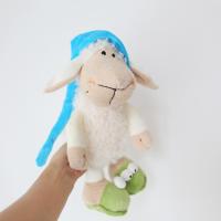 北欧日系可爱少女心带帽瞌睡白羊公仔卡通毛绒娃娃玩具ins