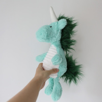 北欧风小清新薄荷绿独角兽公仔少女心长毛绒玩具娃娃女生玩偶 薄荷绿长毛独角兽 其它大小