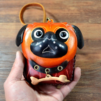 卡通动物硬币包迷你手工真皮小钱包可爱钥匙包创意礼品女零钱包狗 浅棕色