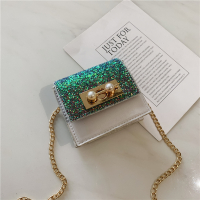 儿童包包时尚链条单肩斜挎女童2019新款亮片迷你零钱包休闲配饰包 白色