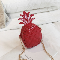 潮韩国儿童包包时尚PU单肩包可爱菠萝女宝宝出行美爆斜挎包配饰包 红色