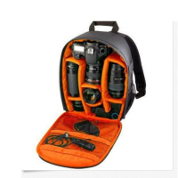 包户外小型中性双肩摄影包数码相机包双肩背单反相机包耐磨大容量 黑配橙25*15*34cm
