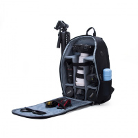 水数码摄影包时尚双肩电脑背包折叠新款相机包户外防盗耐磨大容量 黑配灰