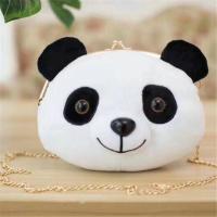 可爱呆萌毛绒熊猫头斜挎单肩包 熊猫头斜挎包