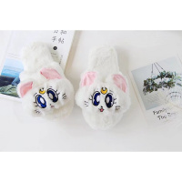 日韩战士露娜猫毛绒拖鞋女士家居室内地板棉拖鞋 可爱卡通美少冬