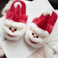 秋冬季圣诞节儿童居家棉拖鞋圣诞老人情侣亲子厚底防滑木地板棉拖