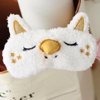 独角兽眼罩 可爱白色粉色卡通毛绒居家办公室午睡护眼遮光罩