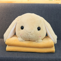 卡通兔子垂耳兔暖手抱枕毯公仔珊瑚绒毛毯被子抱枕空调毯四季毯子