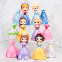 可爱Q版换装白雪公主长公主娃娃过家家玩具摆件公仔蛋糕装饰 6款5代换衣 13CM