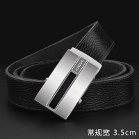 不锈钢滚轴皮带男真皮头层纯牛皮平滑腰带中年老式裤带3.8 TZ黑条3.5宽 105cm