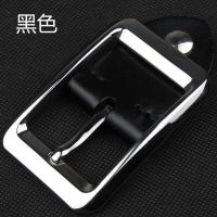 不锈钢皮带扣头男士腰带卡子头层牛皮内径4cm适用3.8宽皮带 二代黑色头层皮精抛亮银
