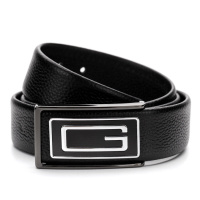 男士皮带真皮牛皮腰带平滑扣商务中青年裤带3.8男百搭休闲宽板扣 T-银G 105cm