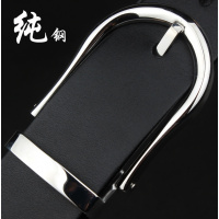 青年男士皮带真皮不锈钢针扣头层纯牛皮休闲裤腰带男商务男3.5cm 3.5cm黑色原皮+金色钢扣 105cm