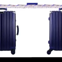外贸铝框拉杆箱万向轮金属包边行李箱铆钉旅行箱TSA海关锁密码箱 蓝色 28寸