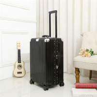 2019新款复古镁合金铝框男女拉杆箱21寸行李箱25寸旅行箱子万向轮 黑色 25寸