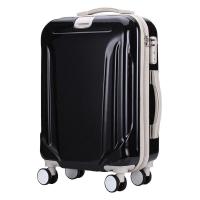 外贸海关锁pc拉杆箱万向轮行李箱拉链20寸登机箱包男女旅行箱 黑色(铝框) 24寸