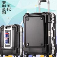 新款变形金刚拉杆箱abs铝框万向轮旅行箱24寸行李箱 6019杯架款[黑色]变形金刚 28寸