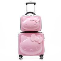 热卖 寸儿童拉杆箱D立体女孩行李箱万向轮旅行箱登机箱女士包袋 玫瑰金凸头KT