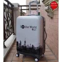 疯抢箱包加工logo行李箱万向轮礼品旅行箱订做儿童拉杆箱女士包袋 白色东方明珠