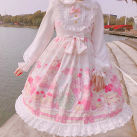 原创正版可爱Lolita裙日系洋装洛丽塔裙子茶会款连衣裙学生萝莉 白色 均码