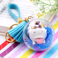 英雄联盟 魄罗公仔 水晶球钥匙扣 皮绳韩国绒挂件包包饰品 蓝色韩国绒小皮绳魄罗水晶球