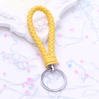 创意卡通纯手工编织男女士钥匙扣情侣钥匙圈汽车钥匙链小礼品 单环黄色编绳