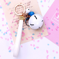 新款双色铃铛钥匙扣 创意礼品DIY钥匙链 PU皮绳汽车包包挂件