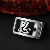 字母扣不锈钢自动扣头腰带配件扣皮带头男士潮卡子3.5cm裤带头卡 银色