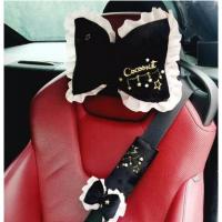 卡通蝴蝶结汽车头枕护颈枕靠枕一对 安全带套车内车饰用品萌女生