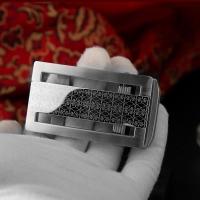 无牙扣自动扣头不锈钢无牙头无孔无卡男士3.5cm配件不锈钢滚轴 金色