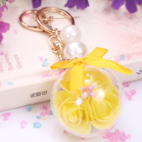 包包挂件 钥匙扣 单色多色永生花水晶球diy饰品配件 汽车饰品 黄色5cm花球