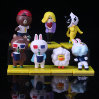 玩具 7款可妮兔布朗熊套装 眼镜造型模型摆件汽车摆件 6代7款可妮兔和布朗熊 高约6-11cm