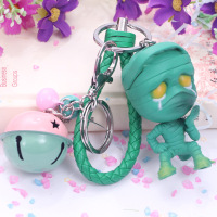 英雄联盟手办盲僧 木木 酒桶 阿狸 皮绳铃铛钥匙扣包包饰品 挂件 木木绳铃铛扣