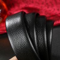 头层纯牛皮皮带条皮带男士真皮带身无头皮带条自动扣皮带青中年 黑色 105cm