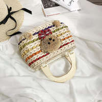 手提泫雅编织小熊可爱夏天ins小清新沙滩海边度假儿童编包女潮 撞色熊(送运费险)