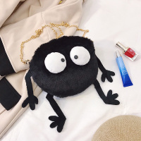 红小黑ins包女2018新款百搭搞怪恶搞斜跨单肩学生honey蹦迪包潮 黑色(送运费险)