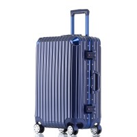 耐磨时尚耐用旅行箱定制铝框行李箱箱万向轮PC拉杆跨境24寸 蓝色28寸