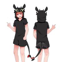 驯龙动漫周边高手卡通连帽无牙仔学生夏季情侣睡衣二次元居家服 黑色(短袖夏季款) S